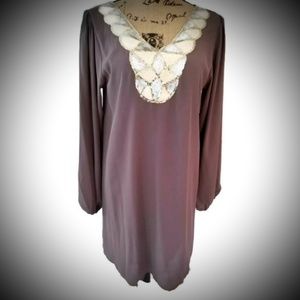 Womens cocktail dress silk sequins V Neck